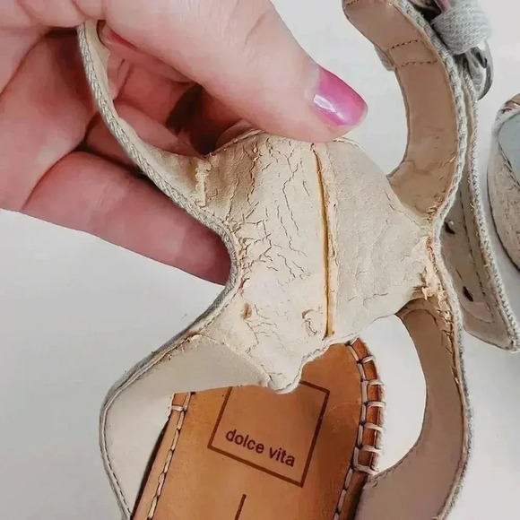 Dolce Vita Denim Platform Sandals Wedges Blue Cream Woven Women's Size 9.5 - Picture 8 of 12